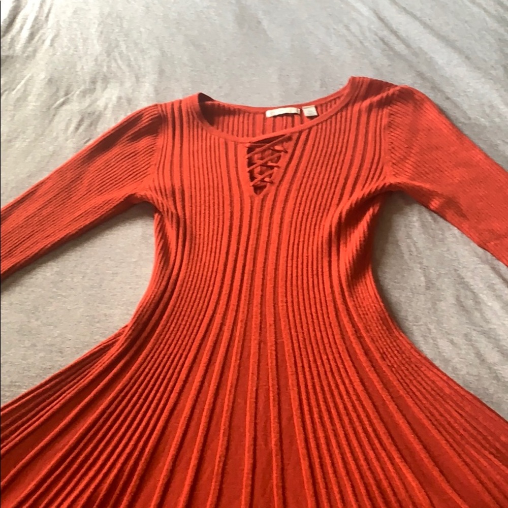 Orange sweater dress